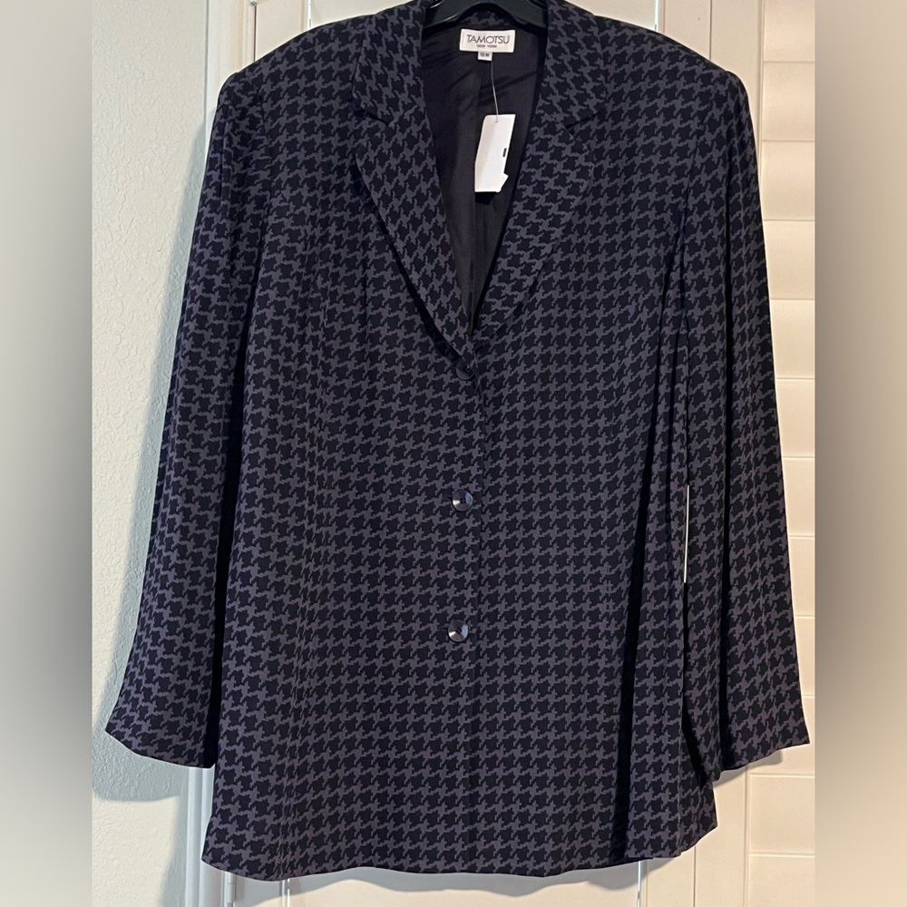 TAMOTSU - Black & Purple/Plum Houndstooth Blazer